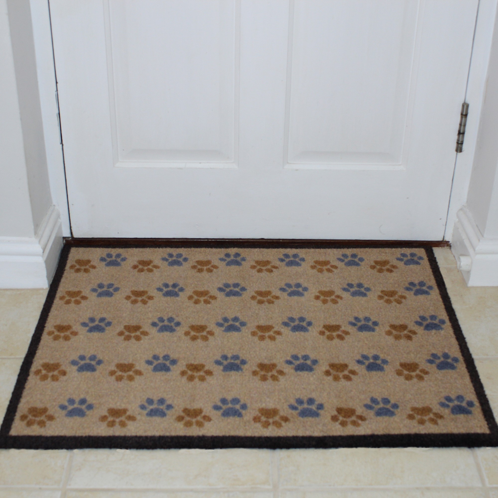 Zig Zag Paws Recycled Washable Doormat In Brown Multi